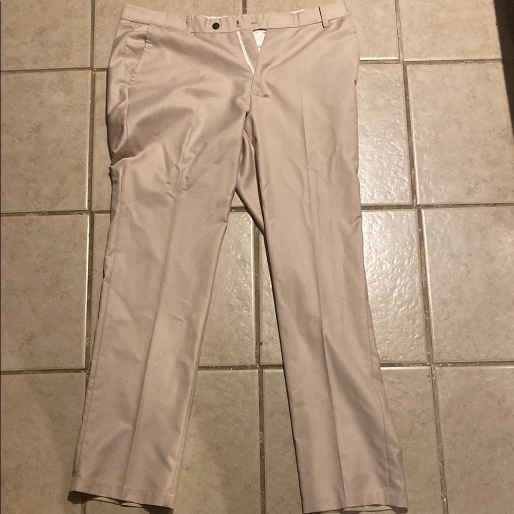 Tan Chinos with Flat Front and Straight Leg